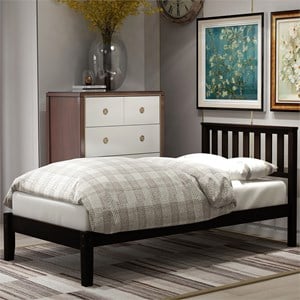 Afuera Living Twin Wood Platform Bed with Headboard in Espresso