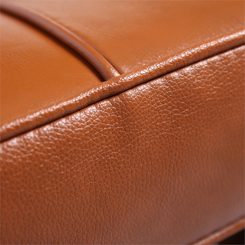 Afuera Living Contemporary Amber Tufted Leather Ottoman with Steel Frame