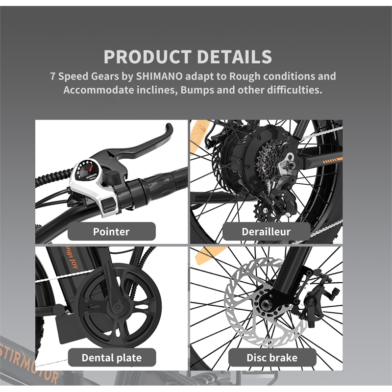 Afuera Living 500W Folding Electric Bike with 20-Inch Fat Tires