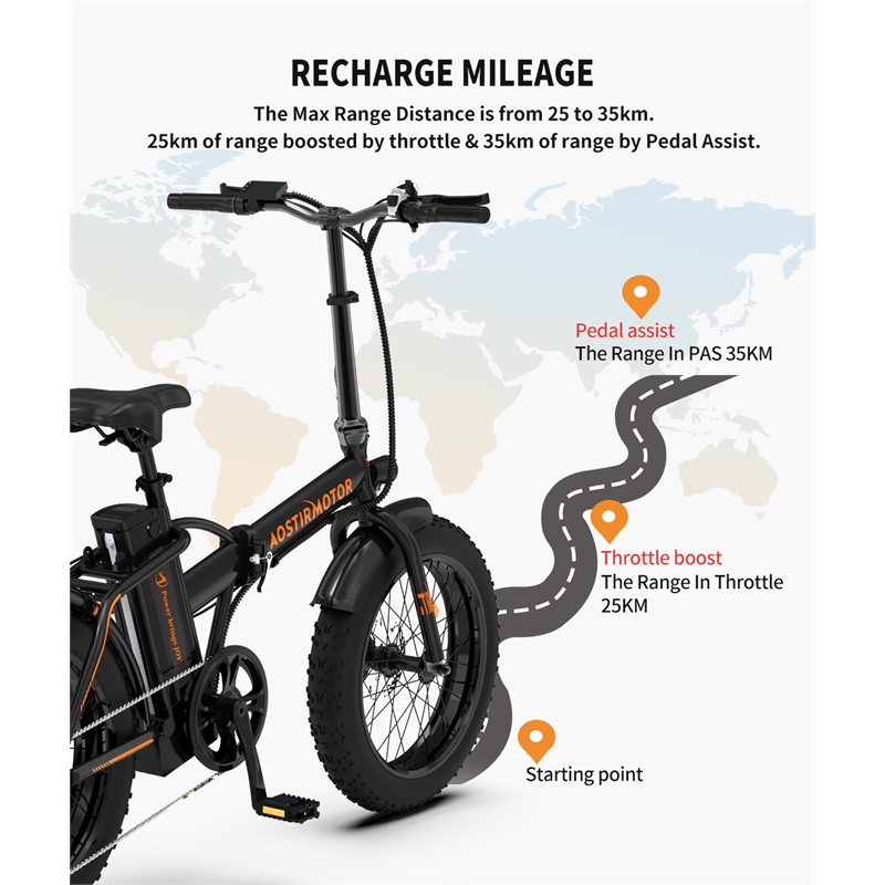 Afuera Living 500W Folding Electric Bike with 20-Inch Fat Tires