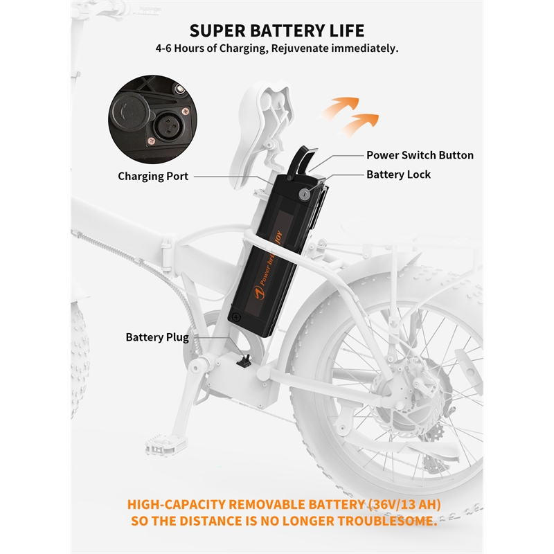 Afuera Living 500W Folding Electric Bike with 20-Inch Fat Tires