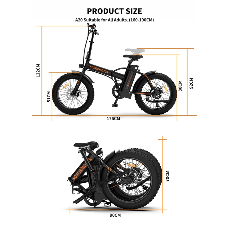 Afuera Living 500W Folding Electric Bike with 20-Inch Fat Tires