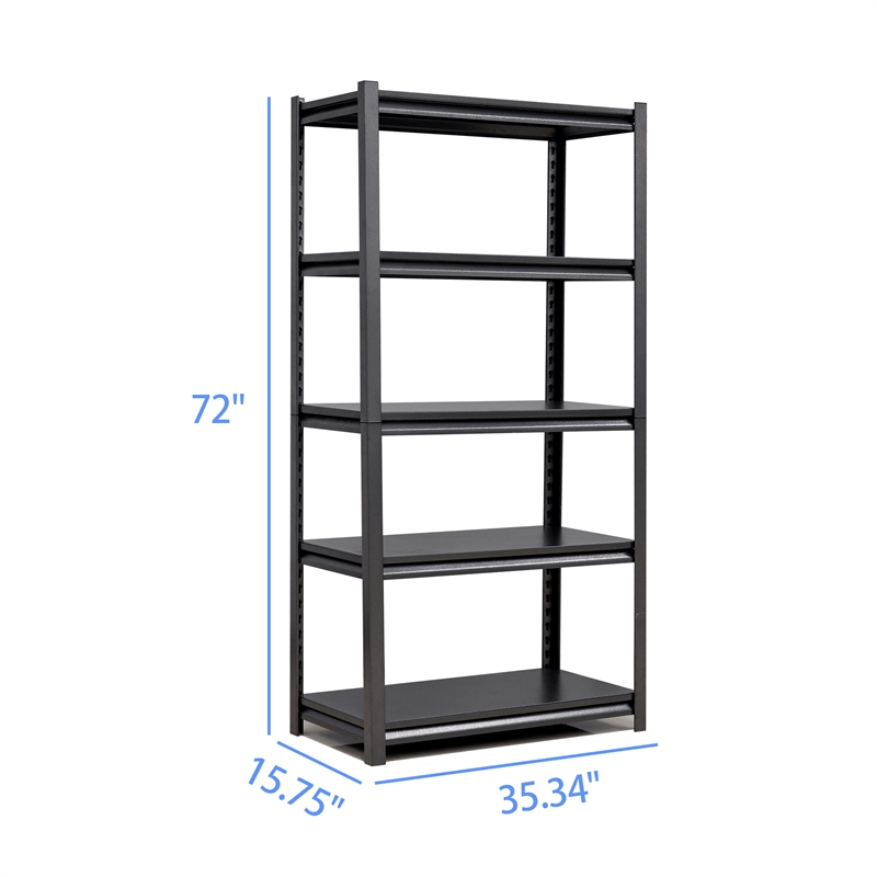 Afuera Living 72-Inch 5-Tier Heavy-Duty Metal Shelving Unit in Black