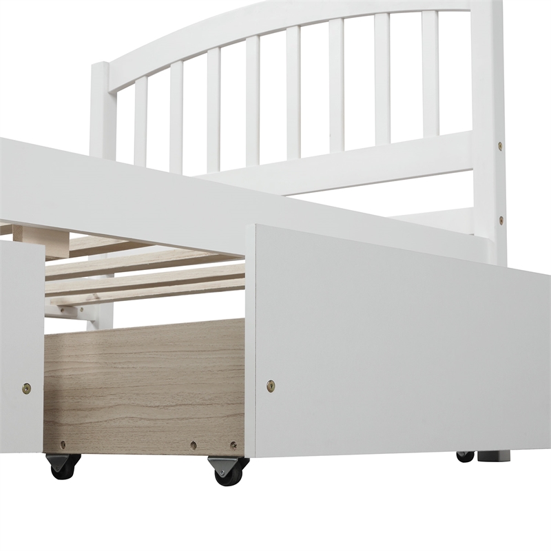 Afuera Living White Twin Platform Bed with 2 Drawers and Headboard