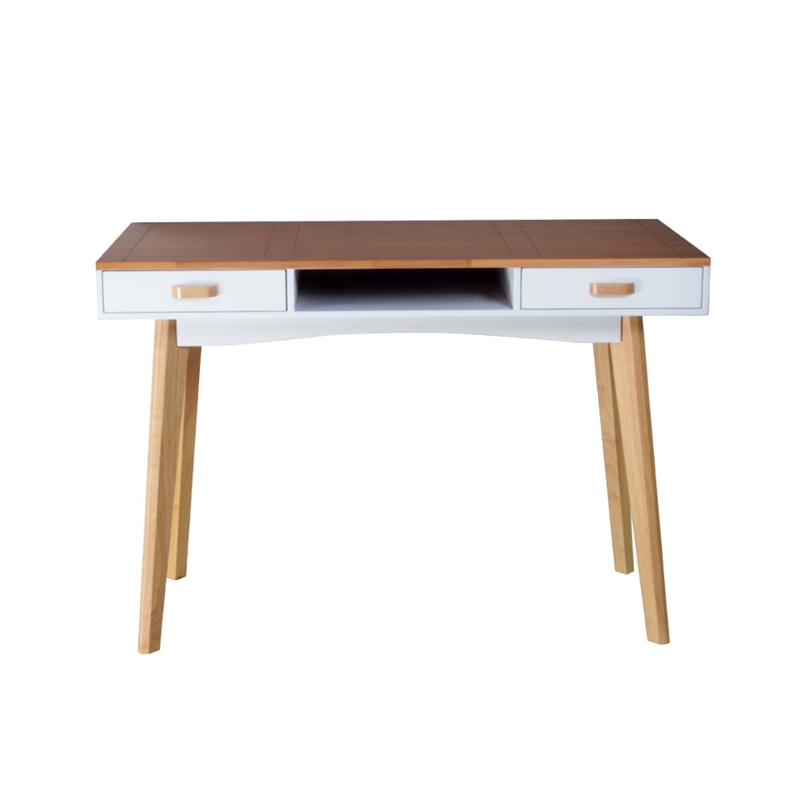 Afuera Living Contemporary Brown Wood Home Desk with Double Drawers