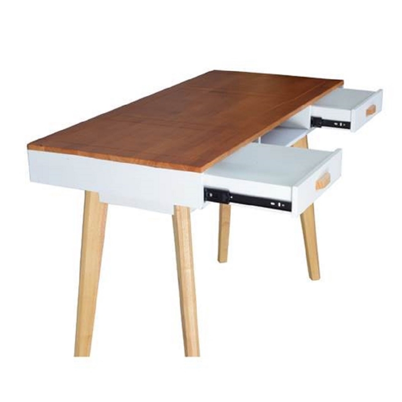 Afuera Living Contemporary Brown Wood Home Desk with Double Drawers