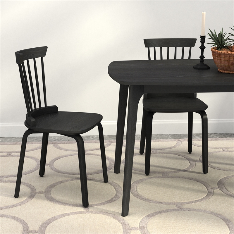 Afuera Living Contemporary Black Plywood Windsor Dining Chair Set of 2