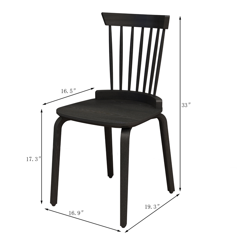 Afuera Living Contemporary Black Plywood Windsor Dining Chair Set of 2