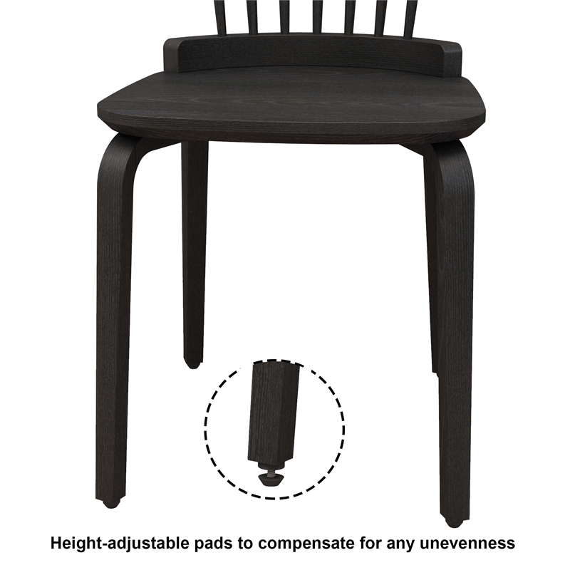Afuera Living Contemporary Black Plywood Windsor Dining Chair Set of 2