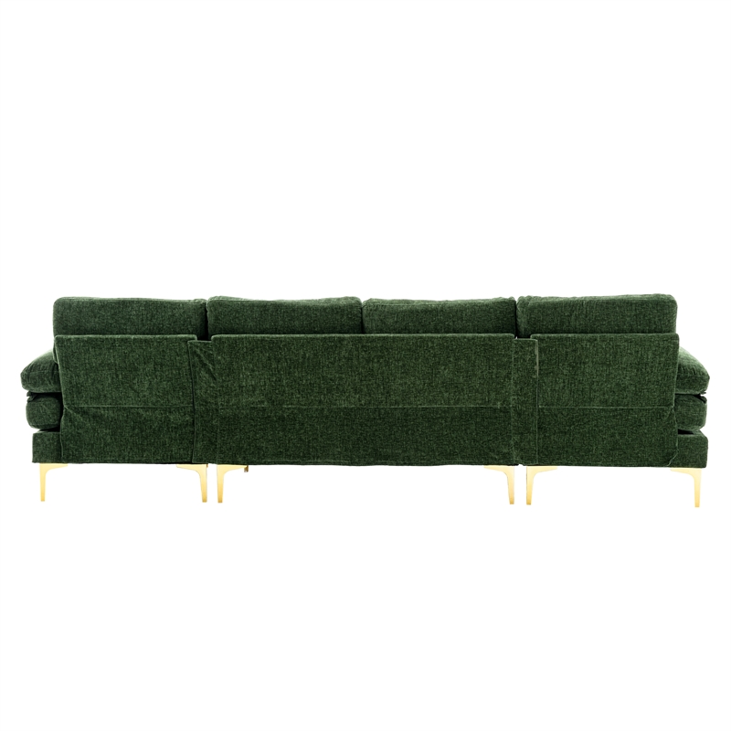 Afuera Living Green U-Shaped 4-Piece Sectional Sofa with Golden Legs