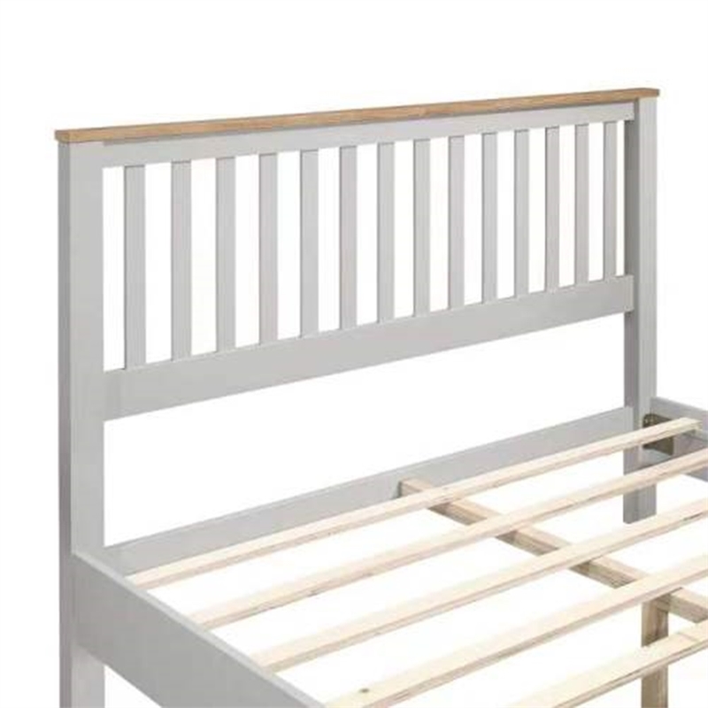 Afuera Living Country Gray Solid Wood Queen Platform Bed with Oak Trim