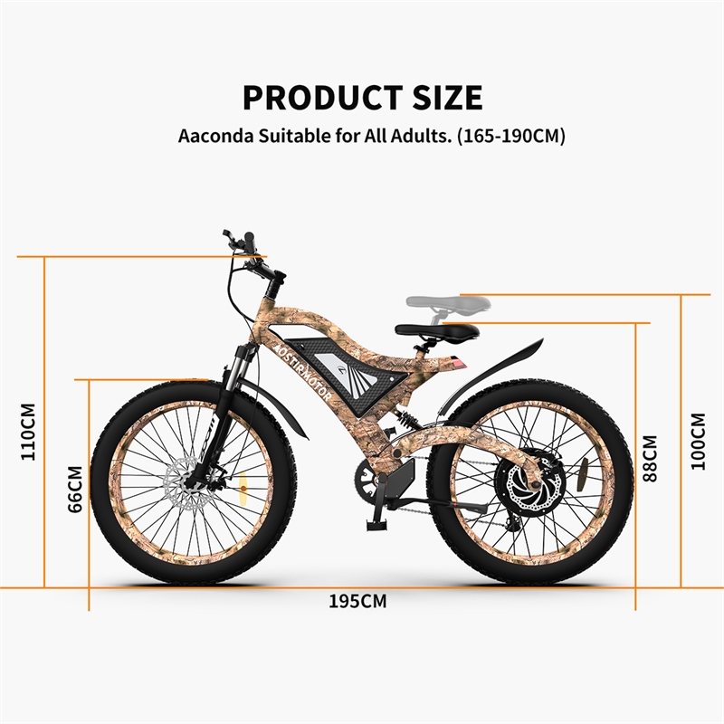 Afuera Living 1500W Electric Mountain Bike with 26-Inch Fat Tires
