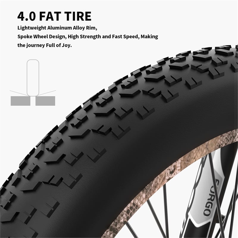 Afuera Living 1500W Electric Mountain Bike with 26-Inch Fat Tires