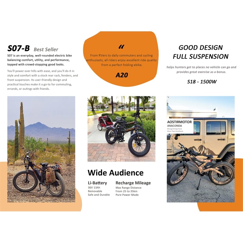 Afuera Living 1500W Electric Mountain Bike with 26-Inch Fat Tires