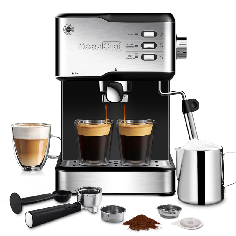 Afuera Living 20-Bar Espresso Machine with Milk Frother in Silver