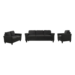 Afuera Living Black 3-Piece L-Shaped Sectional Sofa with Ottoman