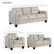 Afuera Living Contemporary Beige 3-Piece Linen Sectional Sofa Set