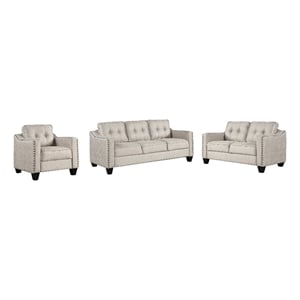Afuera Living Contemporary Beige 3-Piece Linen Sectional Sofa Set