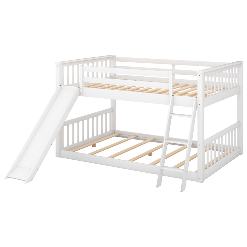 Afuera Living White Full-Over-Full Bunk Bed with Slide and Ladder