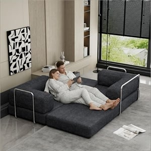Afuera Living Contemporary 82-Inch Gray Pull-Out Sleeper Sofa Bed