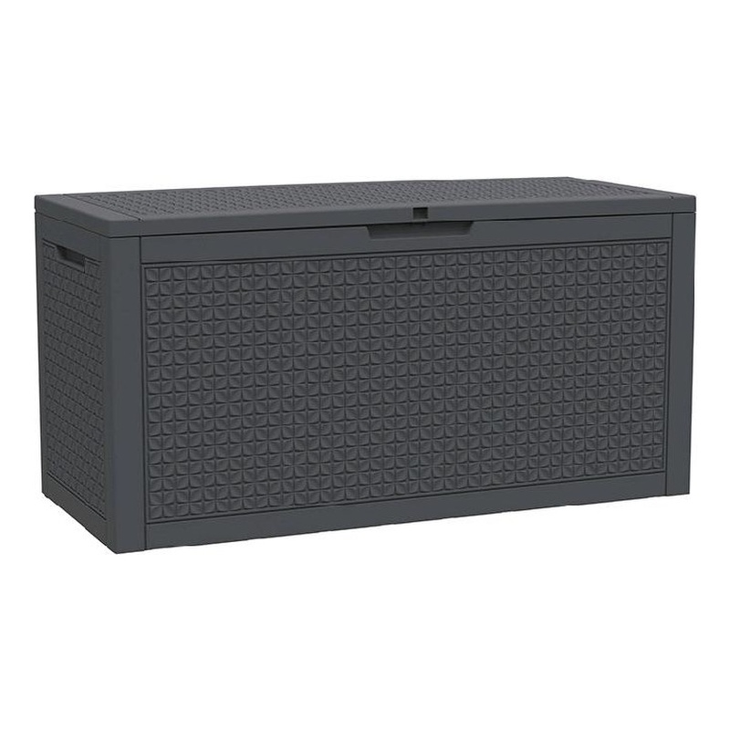 Afuera Living 100-Gallon Black Resin Outdoor Storage Box with Petal Design