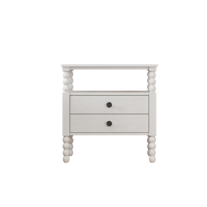 Afuera Living Contemporary White Queen Wood Bed with 2 Nightstands