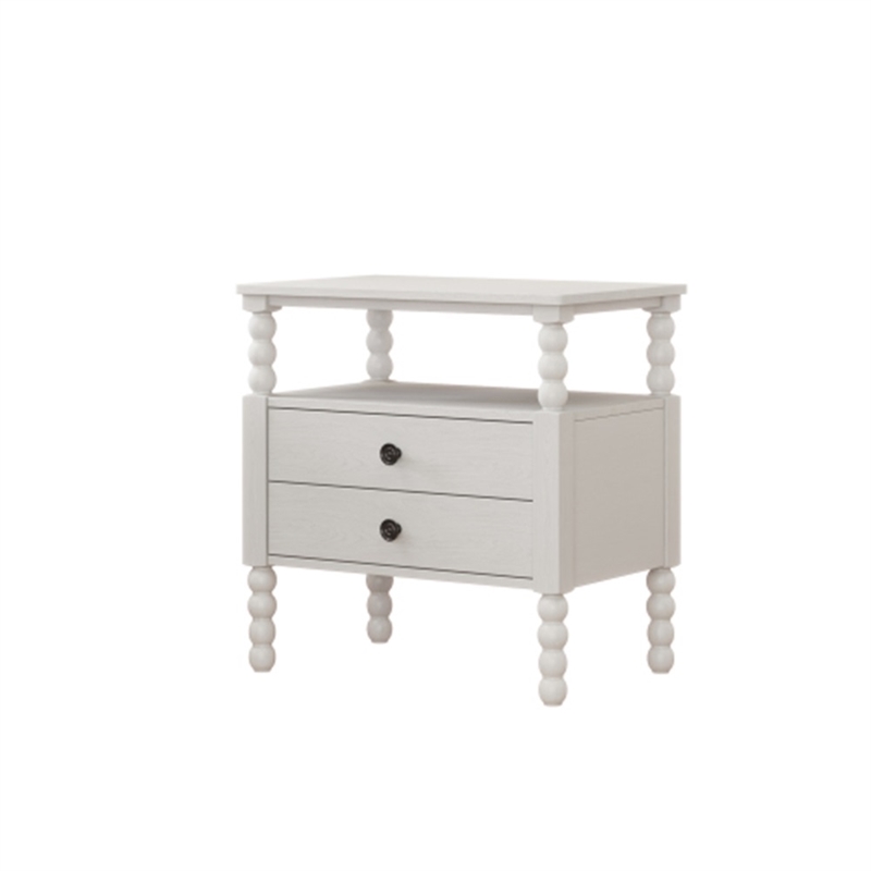 Afuera Living Contemporary White Queen Wood Bed with 2 Nightstands
