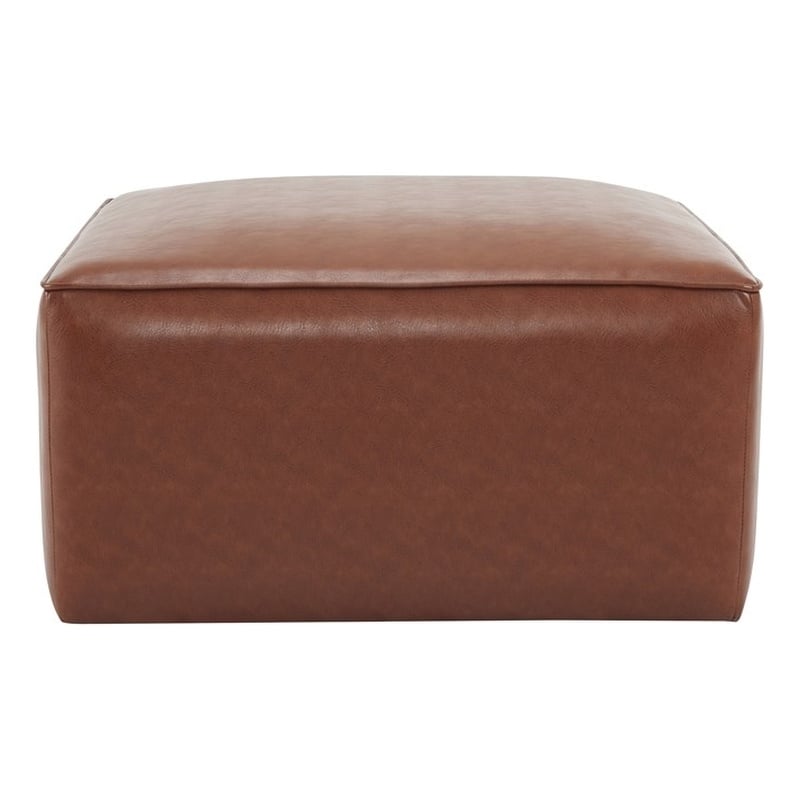 Afuera Living 30-Inch Brown Faux Leather Ottoman with Dense Foam