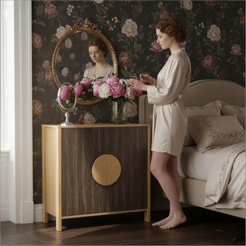 Afuera Living Contemporary 32-Inch Brown Mid-Century Sideboard Cabinet