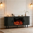 Afuera Living 65-Inch Black Fluted TV Stand with 23-Inch Fireplace