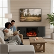 Afuera Living 65-Inch Black Fluted TV Stand with 23-Inch Fireplace