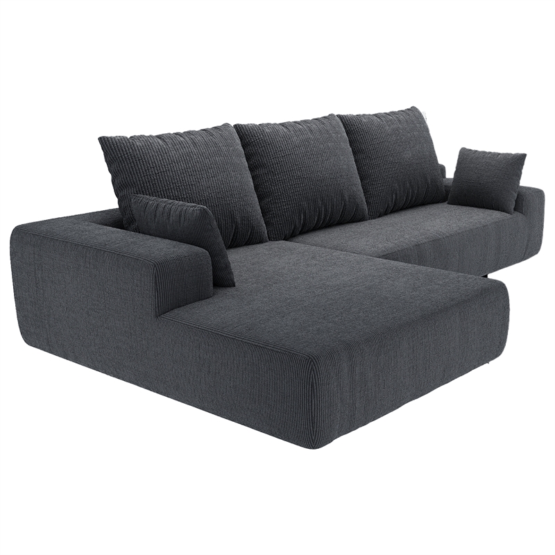 Afuera Living Contemporary Dark Gray L-Shaped Corduroy Convertible Sofa