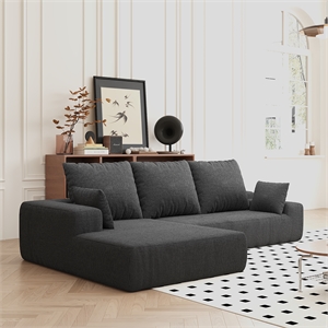 Afuera Living Contemporary Dark Gray L-Shaped Corduroy Convertible Sofa