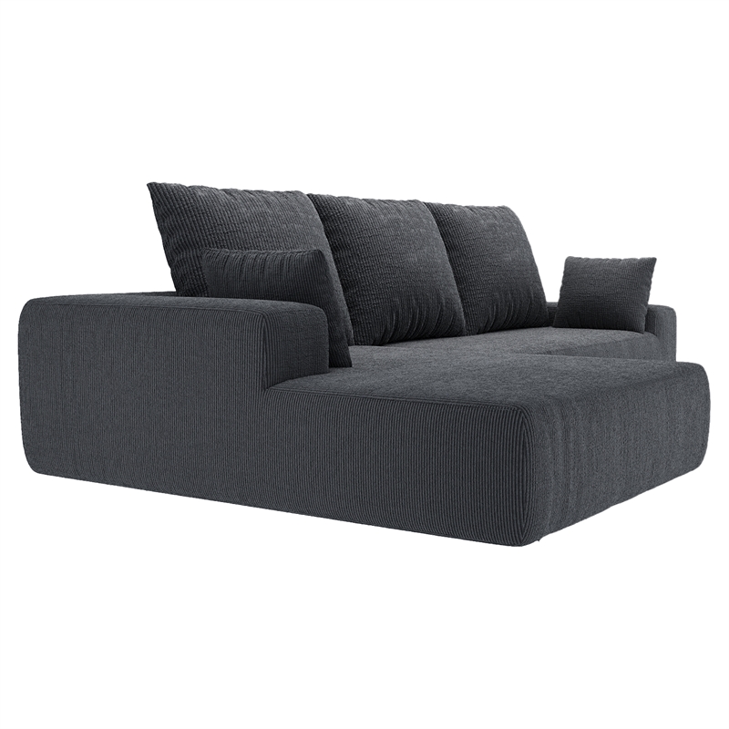 Afuera Living Contemporary Dark Gray L-Shaped Corduroy Convertible Sofa