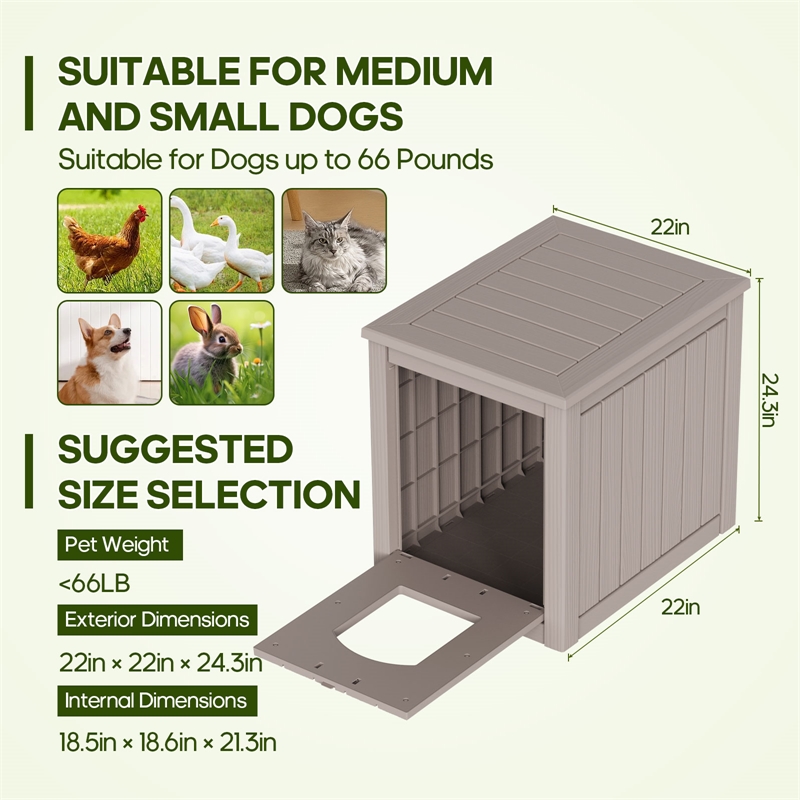 Afuera Living Contemporary Outdoor PP Pet House for Small to Medium Pets