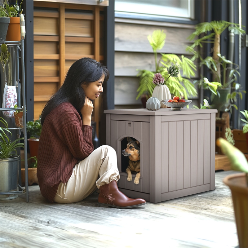 Afuera Living Contemporary Outdoor PP Pet House for Small to Medium Pets