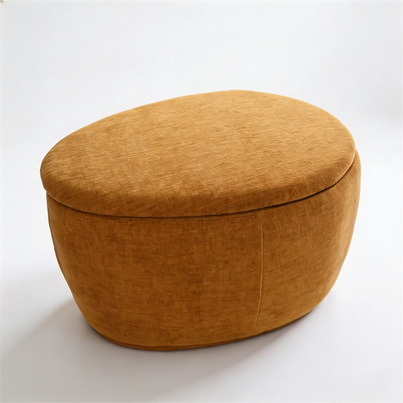 Afuera Living Yellow Chenille 2-Piece Nesting Storage Ottoman Set
