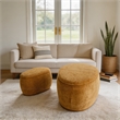 Afuera Living Yellow Chenille 2-Piece Nesting Storage Ottoman Set