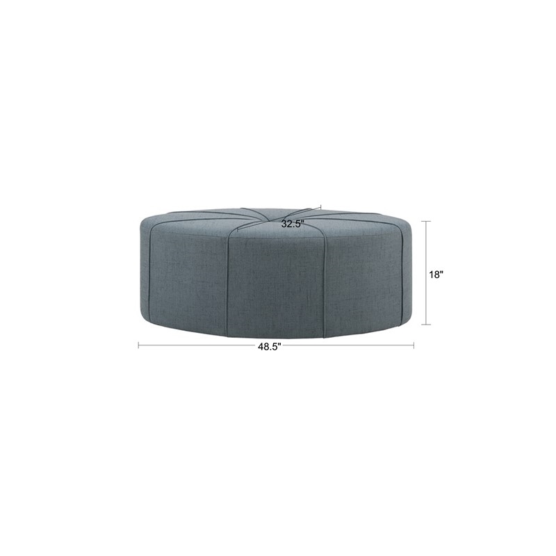 Afuera Living 48-Inch Blue Oval Button-Tufted Cocktail Ottoman