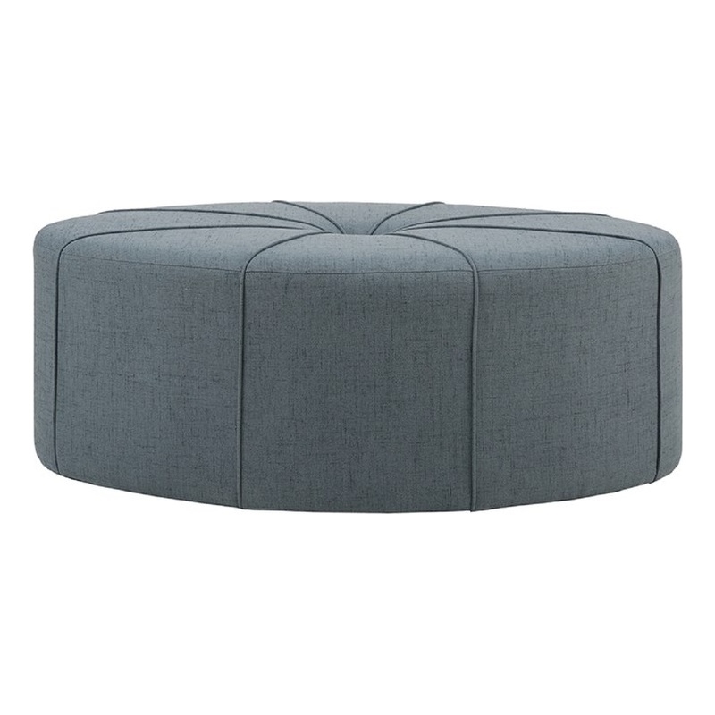 Afuera Living 48-Inch Blue Oval Button-Tufted Cocktail Ottoman
