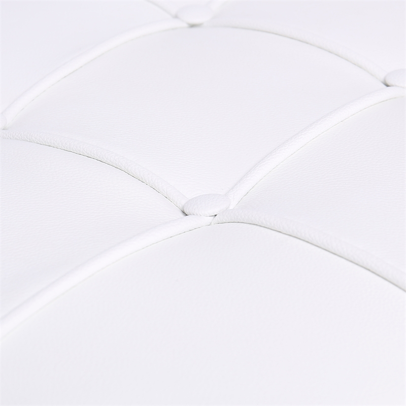 Afuera Living Contemporary White Tufted Genuine Leather Ottoman