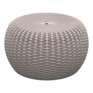 Afuera Living Contemporary Gray Resin Woven-Style Spherical Stool