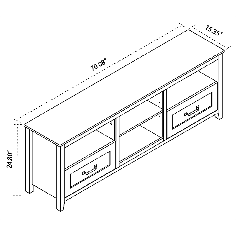 Afuera Living 70-Inch Black TV Stand with 2 Drawers and 4 Compartments