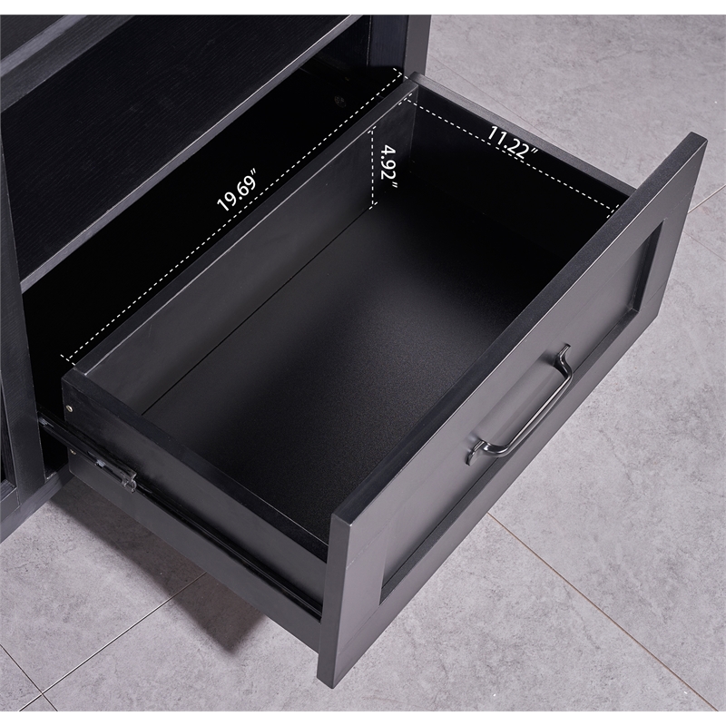 Afuera Living 70-Inch Black TV Stand with 2 Drawers and 4 Compartments