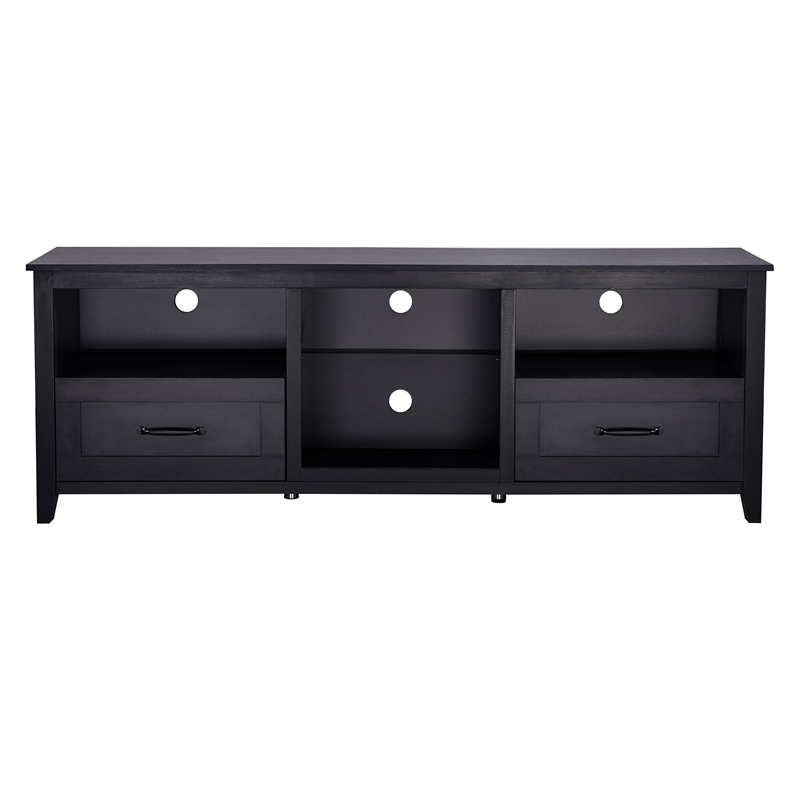 Afuera Living 70-Inch Black TV Stand with 2 Drawers and 4 Compartments