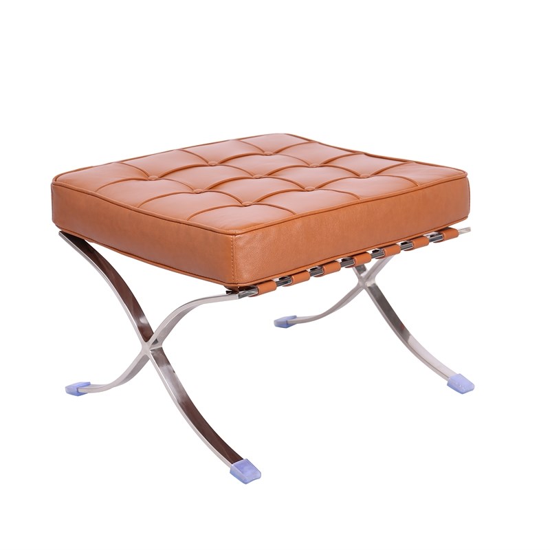 Afuera Living Contemporary Amber Tufted Genuine Leather Ottoman