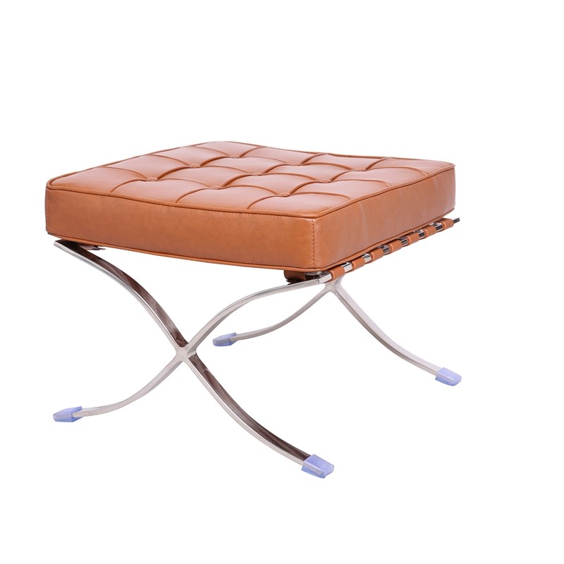 Afuera Living Contemporary Amber Tufted Genuine Leather Ottoman