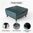 Afuera Living 36-Inch Blue Faux Leather Square Storage Ottoman