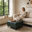 Afuera Living 36-Inch Blue Faux Leather Square Storage Ottoman
