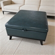 Afuera Living 36-Inch Blue Faux Leather Square Storage Ottoman